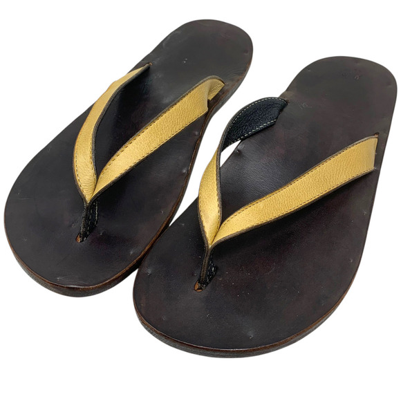 Jutta Neumann New York Gabi Sandals Mens 11 Tan Leather Thong Handmade Flip Flop main image 5
